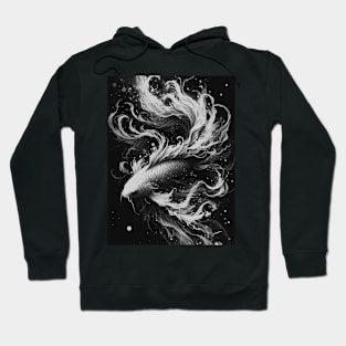 Monochromatic Karasu Black Koi Fish Hoodie